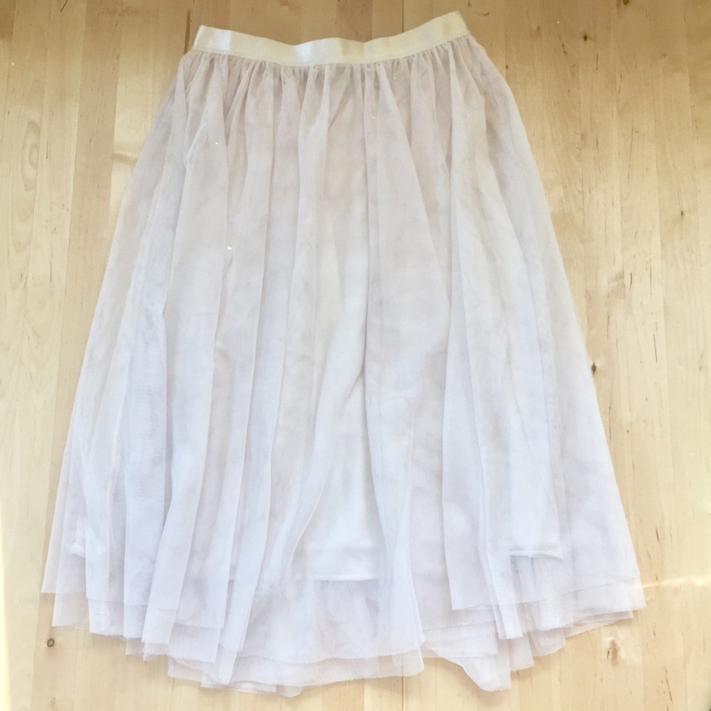 Layered Blush Tulle Midi Skirt